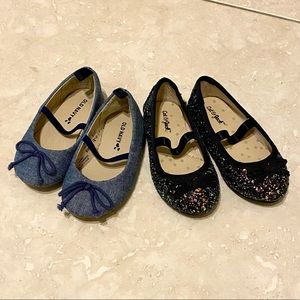 Ballet Flats - denim and rainbow glitter - set of 2